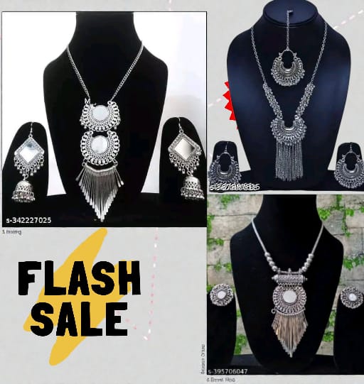 Oxidised Mirror Necklace Set